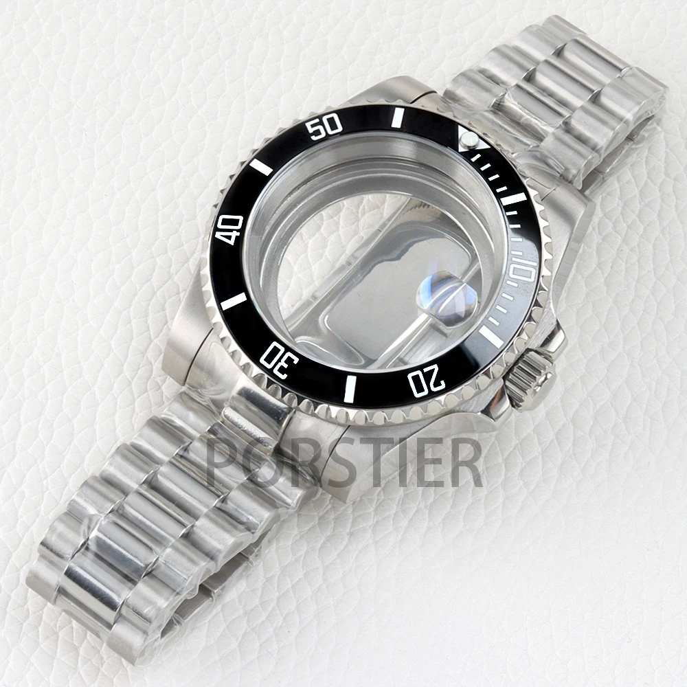 Obudowa zegarka NH35 40mm stal nierdzewna szkło szafirowe do mechanizmu Sub NH34 NH35 NH36 NH38 bransoleta Presidential wodoszczelność 100m