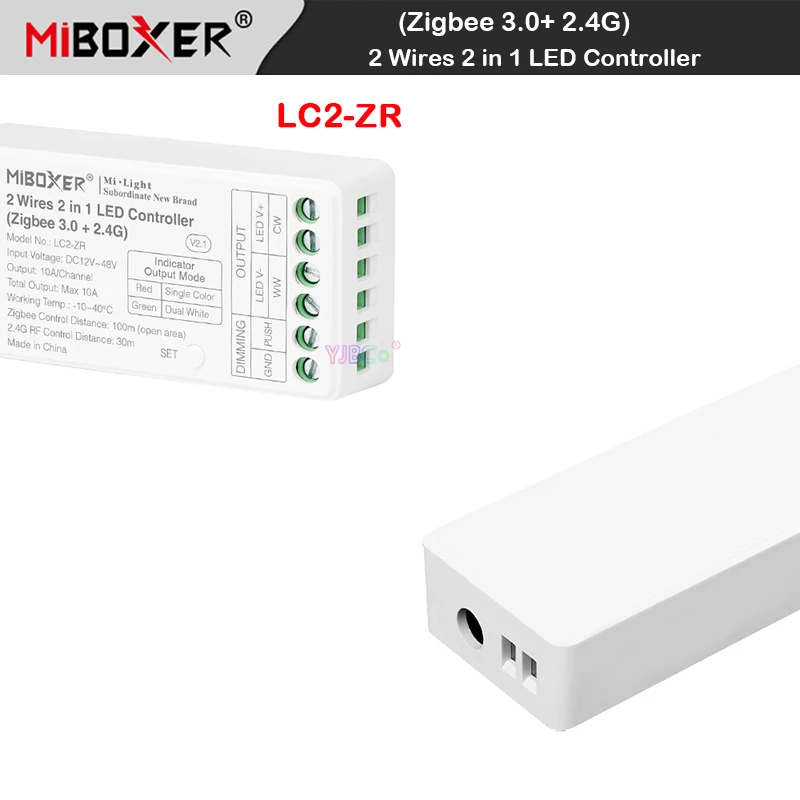 

Miboxer 2.4G 2 in 1 Dual white LED Strip Controller Zigbee 3.0 Single color dimmer for DC 12V 24V CCT 2 Wires COB Strips Light