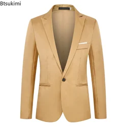 2026 Men's Fashion Suit Jacket Elegant Gentleman Solid Slim Fit Dress Suits Jacket Men Formal Business Party Wedding Club Blazer