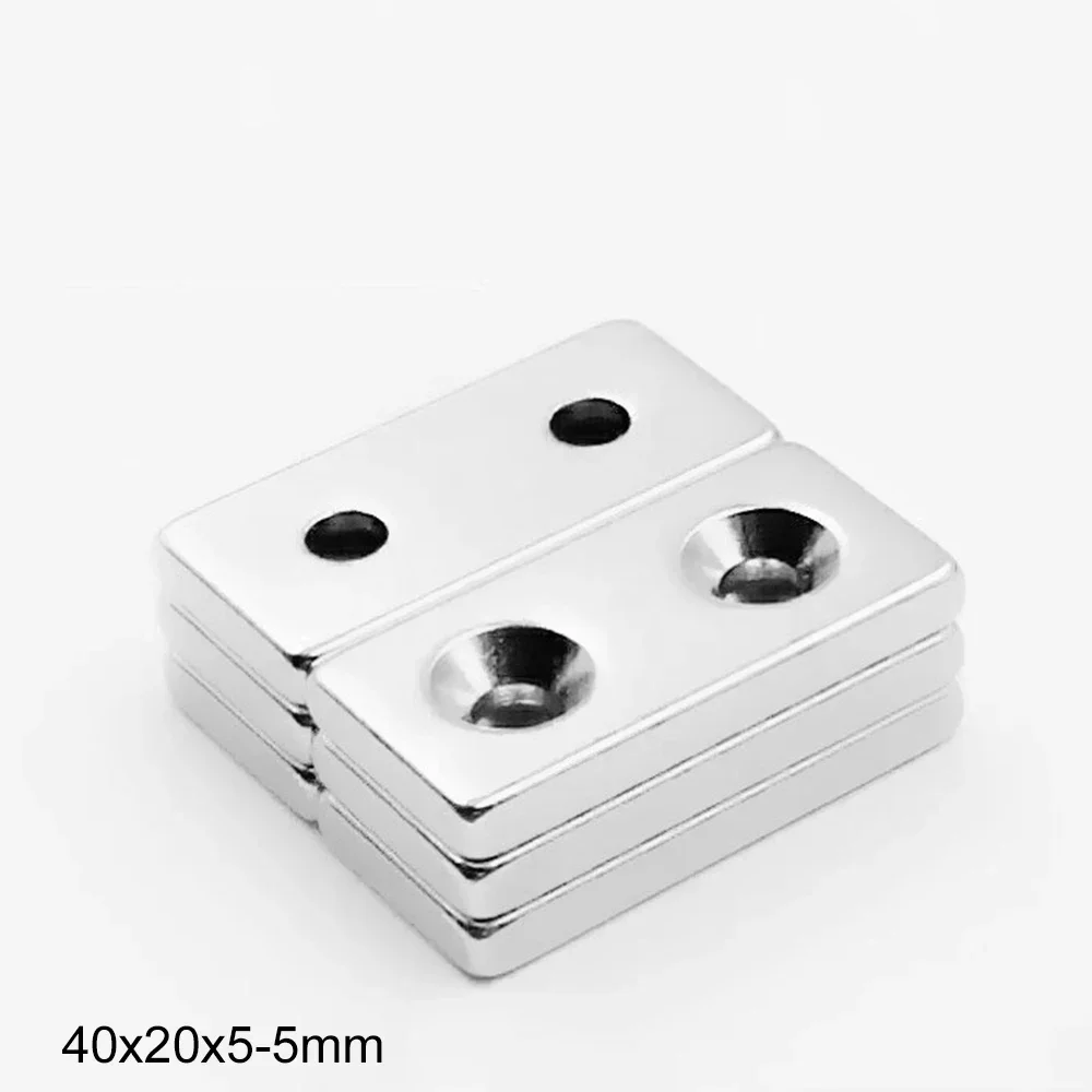 40x20x5-5 Strong Quadrate Neodymium Magnet Double Hole 5 N35 Permanent Magnet 40x20x5 Block Rare Earth Magnets 40*20*5-5