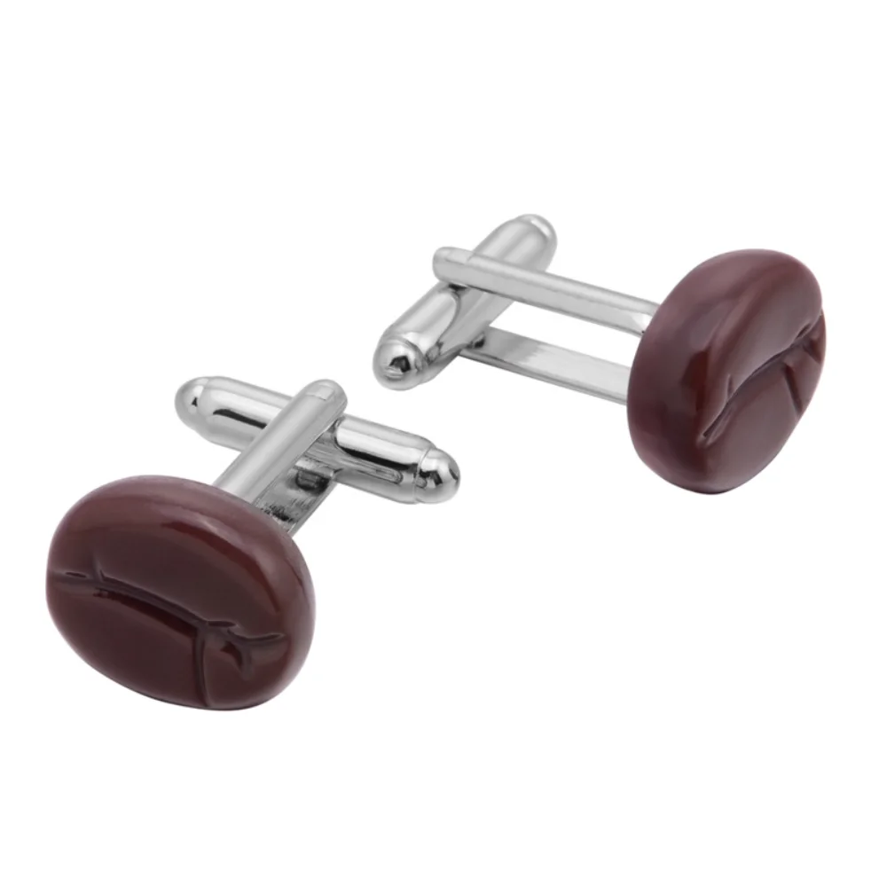 Brown Coffee Bean-shaped Cufflinks Men's Business Casual Sleeve Studs With Metal Accessories Shirt Suit Cuff For Coffee Lovers