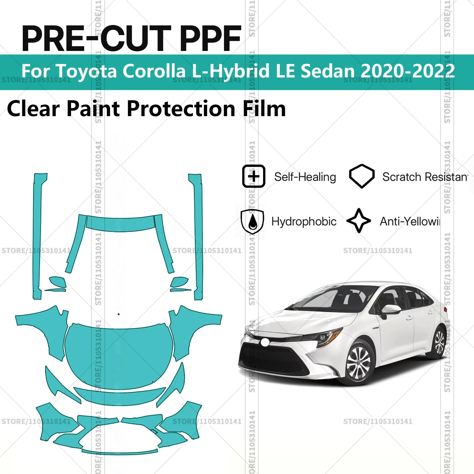 

For Toyota Corolla L-Hybrid LE Sedan 2020-2022 Pre-Cut Paint Protection Film PPF Transparent Car Film Automotive PPF