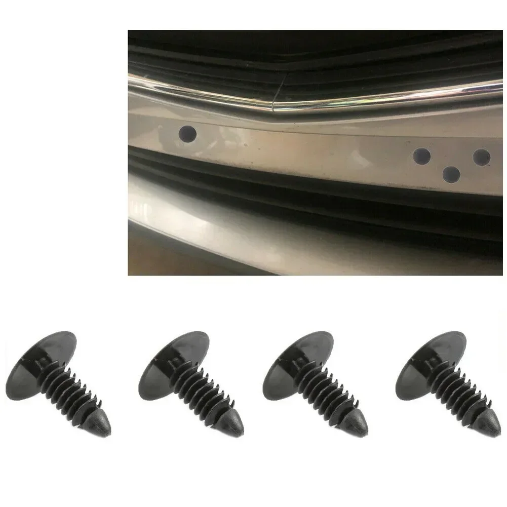 4pcs Black 7mm Hole Bumper Plugs Clips For Front License Plate Holes Cover Plastic Fastener Screw Rivet Car Accessories NEW