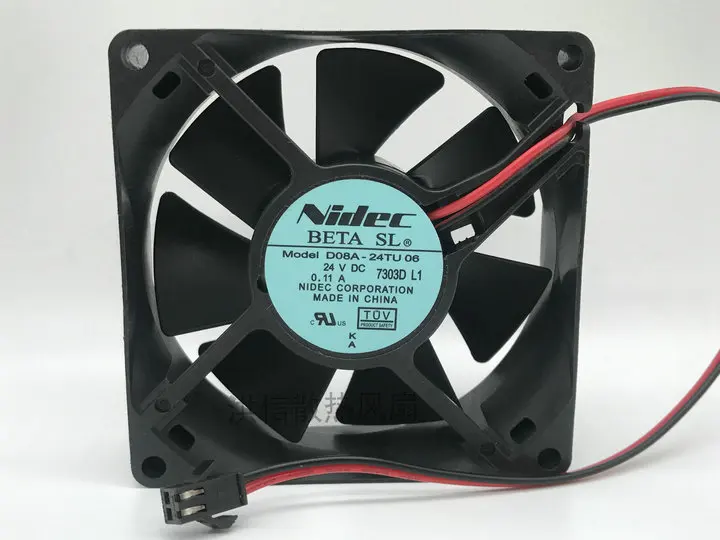 

Nidec D08A-24TU 06 DC 24V 0.11A 80x80x25mm 2-Wire Server Cooling Fan