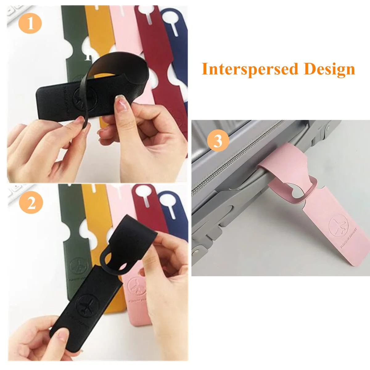 6개입 6가지 색상 여행용 수하물 태그 PU 가죽 러기 - Women Accessories Business Name 리뷰 및 가격