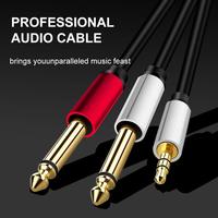 Gold Plated 3.5mm Stereo 1/8 TRS To Dual 6.35mm 1/4 TS Mono Y Splitter Audio Adapter Cable for Phone PC Sound Card Mixer Speaker