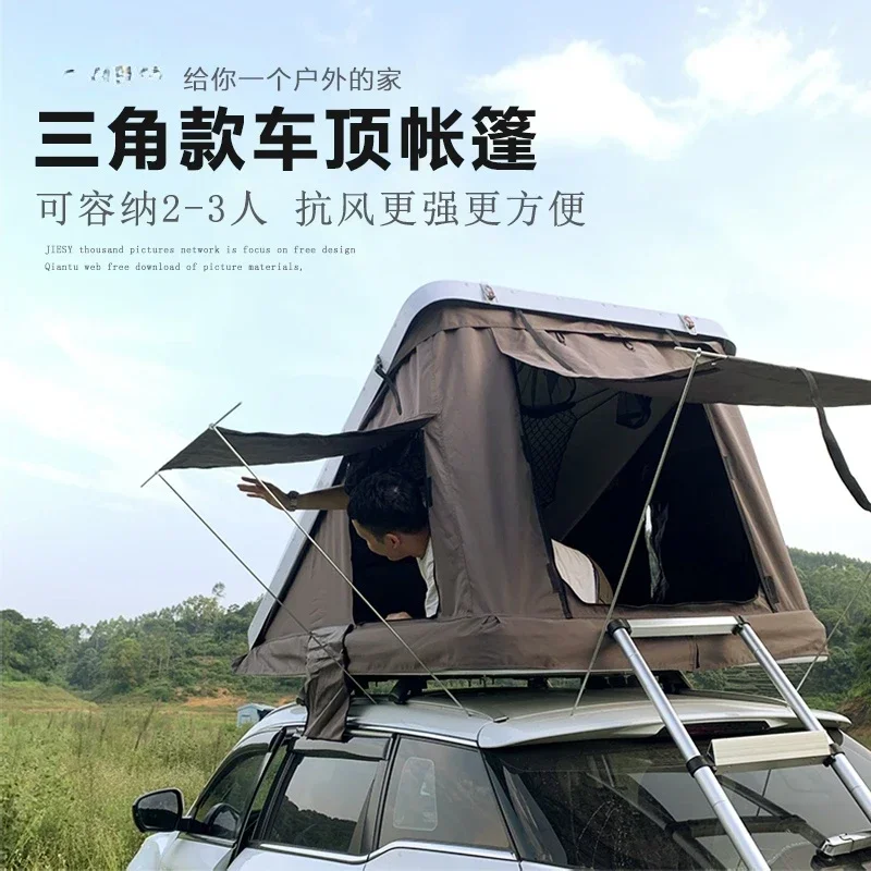 Car Roof Tent Hydraulic Hard Shell Universal Self-Driving Travel Triangle Diagonal Bracing Type Windproof and Rainproof Outdoor