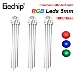 50pcs LED Diode RGB Common Cathode/Anode Leds 5mm Straw Hat Light Emitting Diodes Kit Bright Bulb Lamp Indicator for Arduino