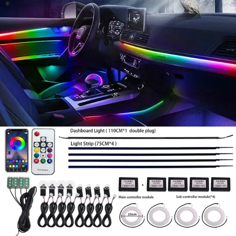 

18/22 in 1 Symphony Not rainbow Ambient Light Parts 3 Pins 4 Pins 64 Colors Controller 35CM/75CM/110CM LED Light Strips Parts