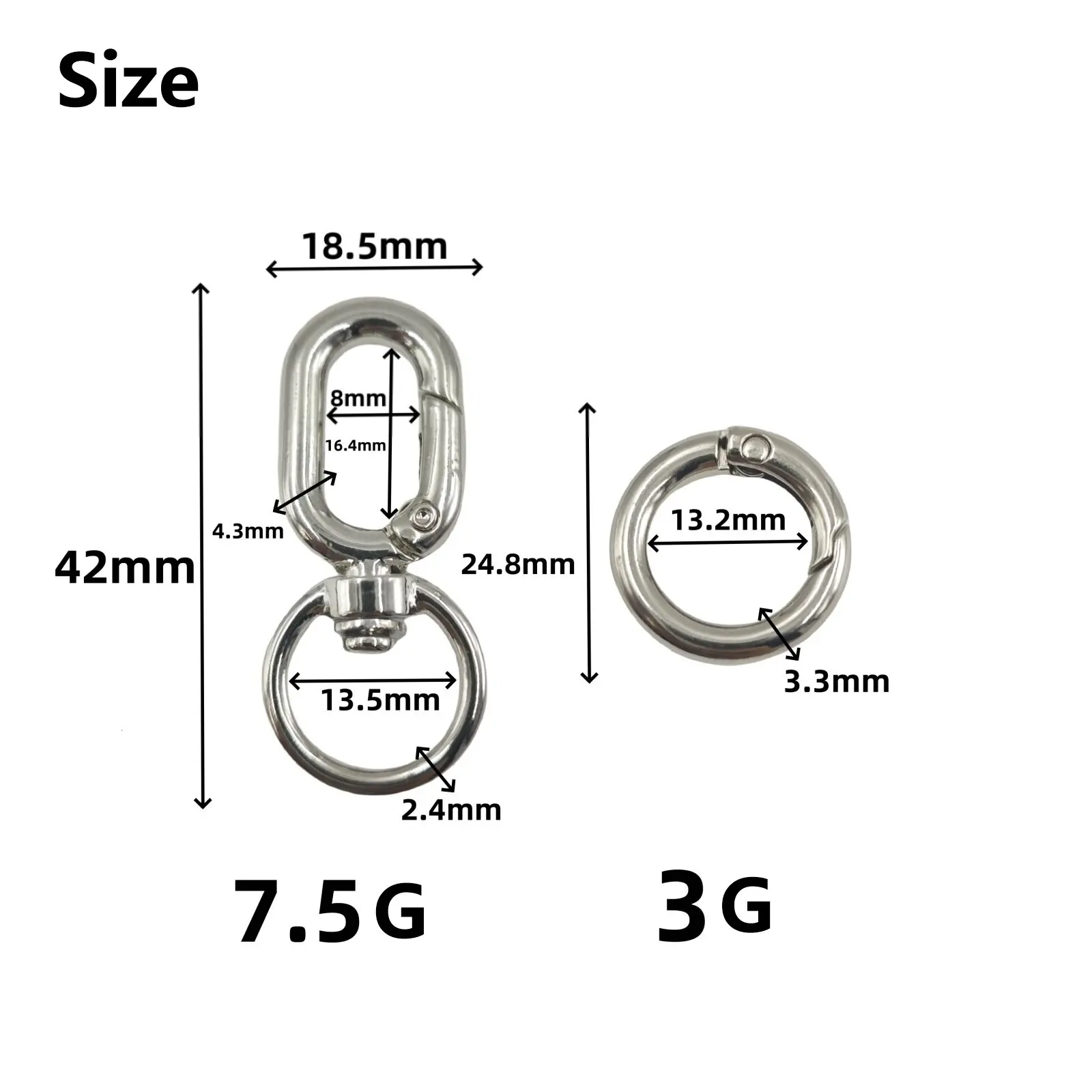 2pcs Double Opening Swivel Clasp Clips, Metal Swivel Spring Snap Hooks, Key Chain Clip with Key Ring for DIY Keys image 5