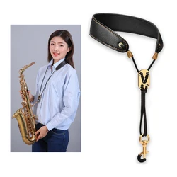 Saxophone Strap Leather Saxophone Lanyard Neck Strap Protection Neck For Soprano Tenor Alto Baritone Sax Musical Instrument