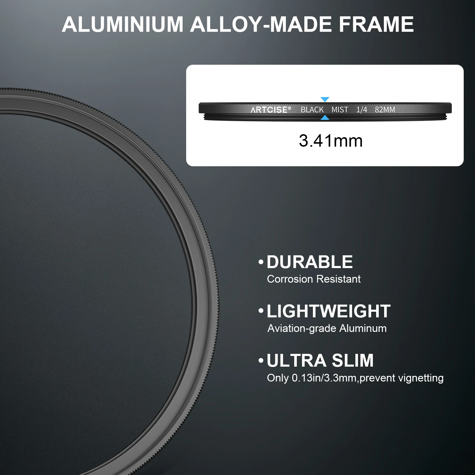 ARTCISE Filtr Dyfuzyjny Black Mist 1/4 do Obiektywów Canon Sony Nikon 37 39 40.5 43 46 49 52 58 62 67 72 77 82mm — zdjęcie produktu 6