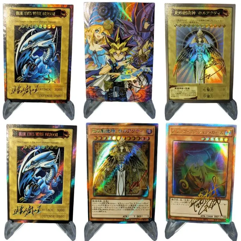 Blue-Eyes White Dragon Yu-Gi-Oh! Flash Card Holactie Creator of Light Dark Magician Girl Diy Action Toy Figures Game Collection