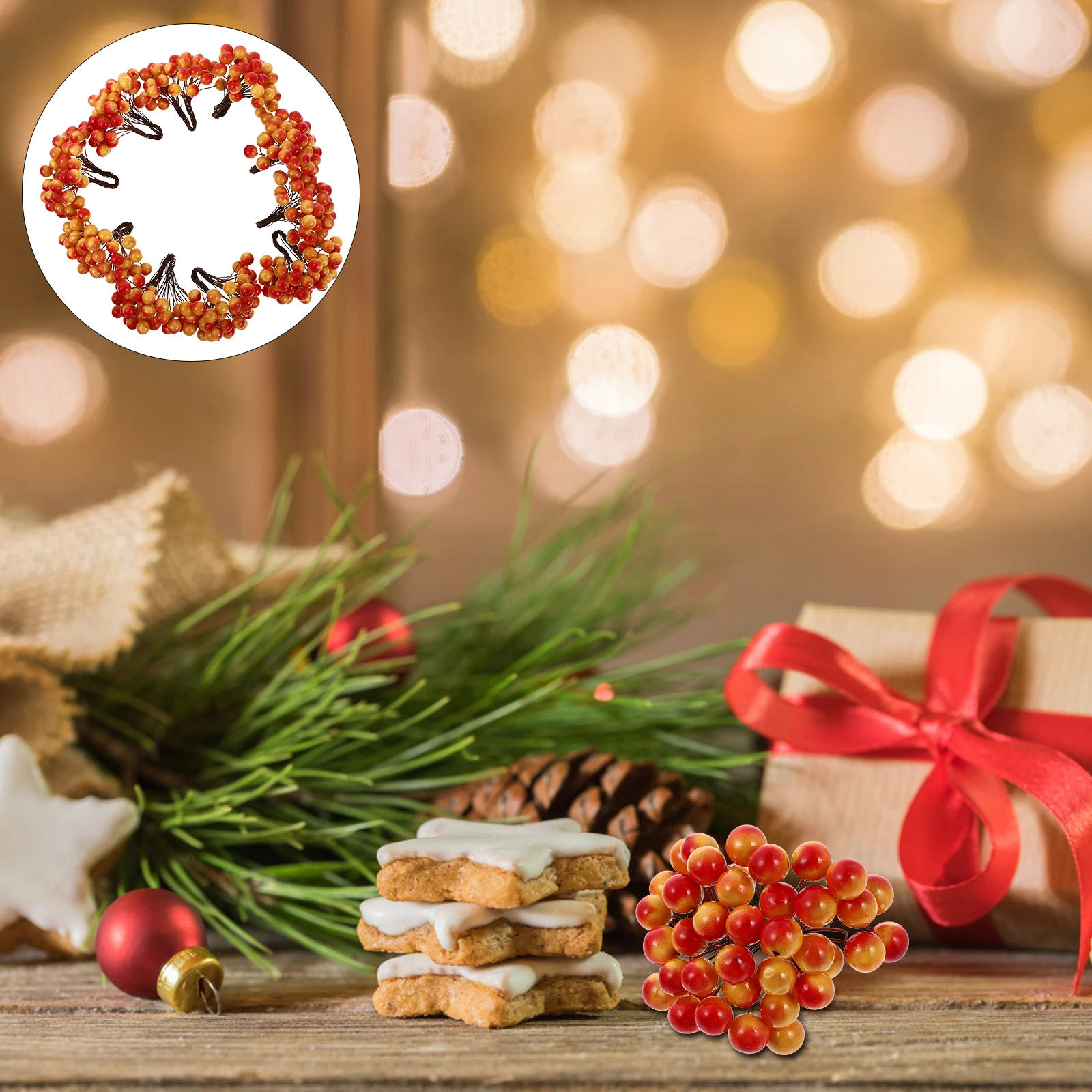 シミュレーションベリー装飾、リアルな人工ベリー、クリスマスDIYパーティーデコレーション、クリスマスオーナメントブランチ