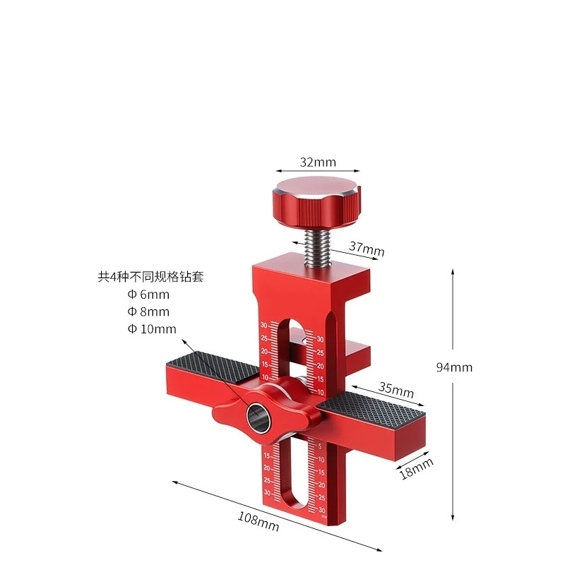 New 2-in-1 Cabinet Door Installation Jig, Rebounder Mounting Positioner with 6/8/10mm Drill Guide, Wardrobe Door Panel Punching