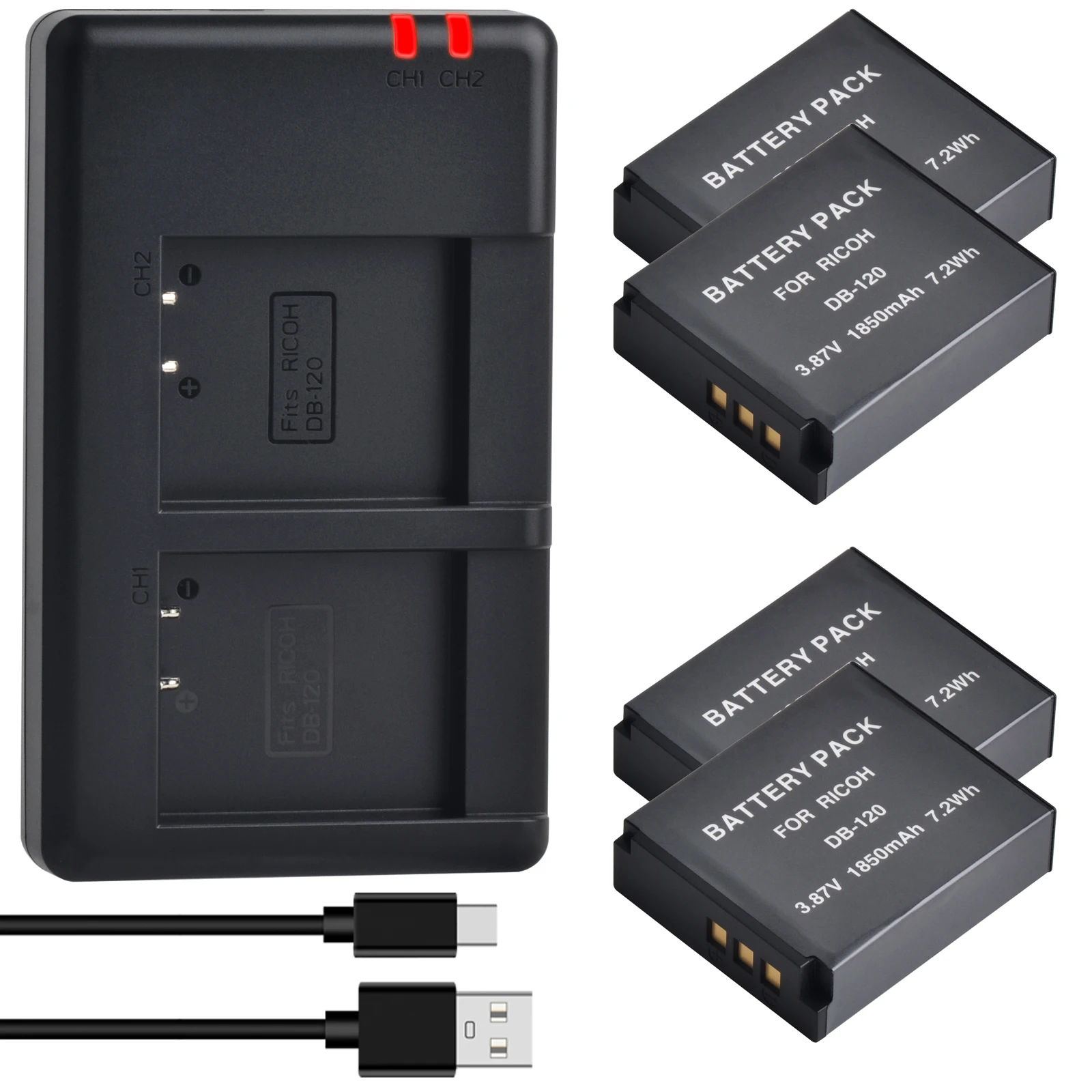 

TAVT DB-120 Rechargeable Battery+USB Dual Charger for Ricoh GR Ⅳ GR4 Camera DB 120 Dual Battery Charger