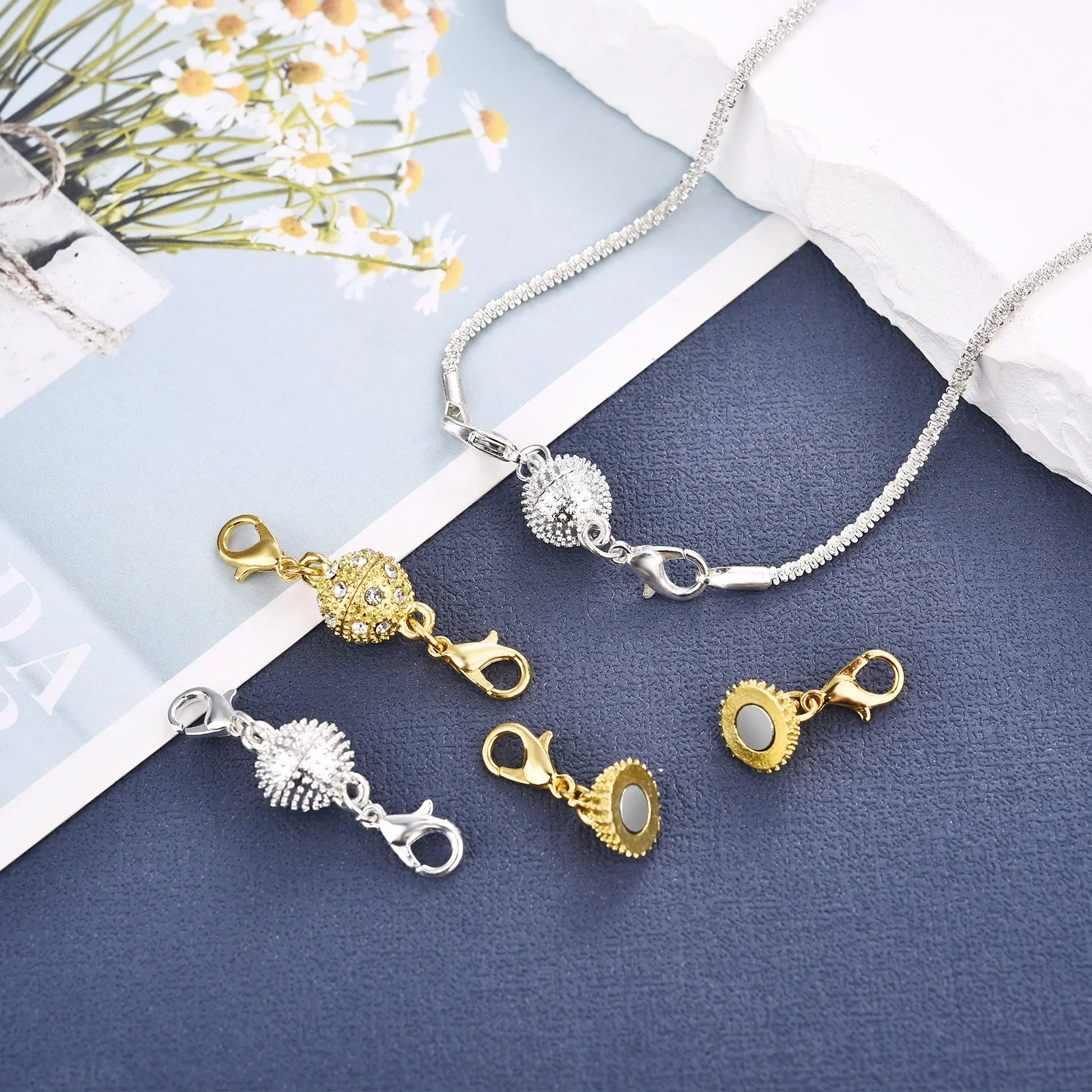 

2 шт./лот, медные магнитные застежки для изготовления ювелирных изделий, браслет «сделай сам», ожерелье, магнитная застежка, разъем, пряжка, застежки, аксессуары