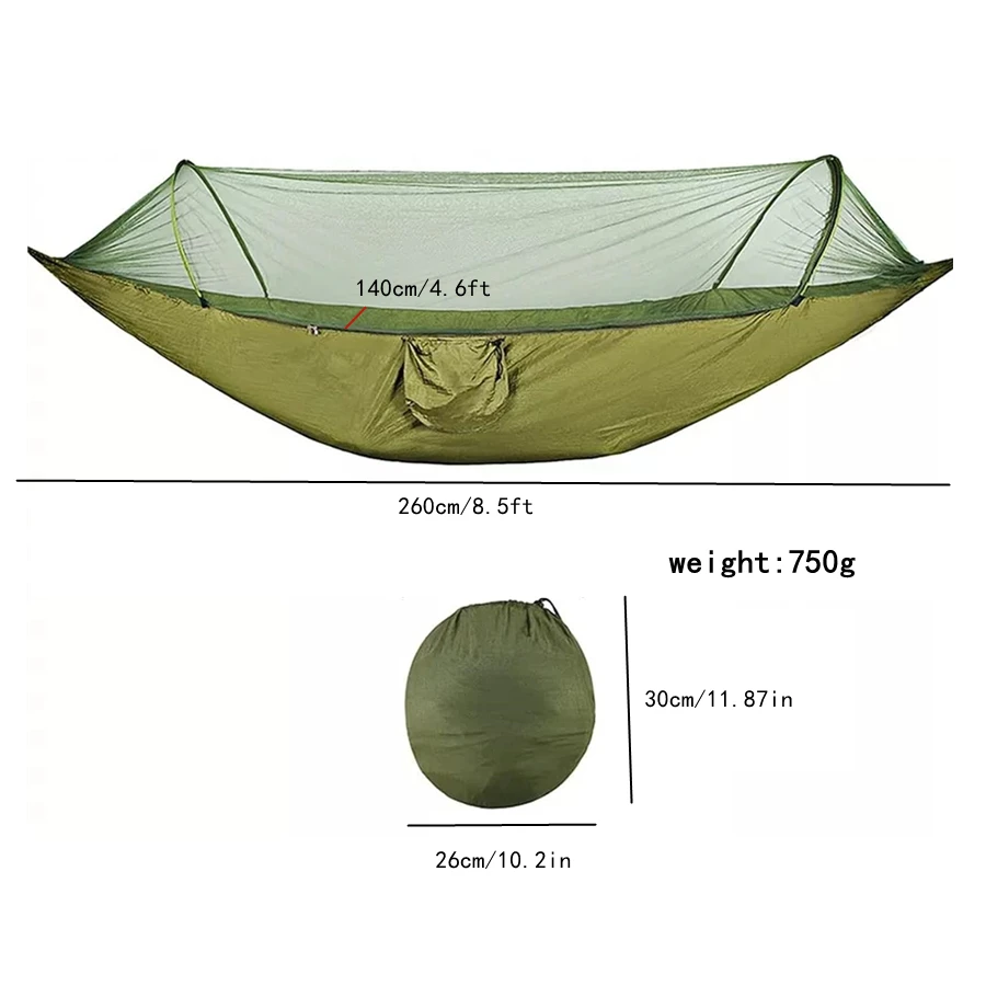 Hammock Double Camping Garden with Mosquito Net - Outdoor Furniture Bed High Strength Parachute Fabric Portable Hanging Sleep image 4