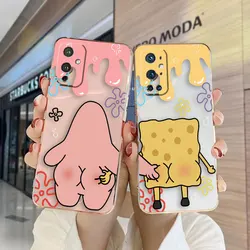 Cute S-SpongeBob Cartoon Cover Smooth E-TPU Phone Case Oneplus 8 8T 9 NORD CE 2 3 MOTO G8 G9 G22 G30 G50 G52 G Stylus Case Funda