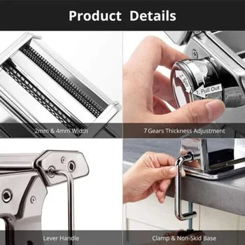 Stroj na těstoviny z nerezové oceli, nastavitelný lis na nudlové knedlíčky se dvěma řezačkami, multifunkční kuchyňský spotřebič 10 nejlepší prodej stroj na výrobu nudlí - №1