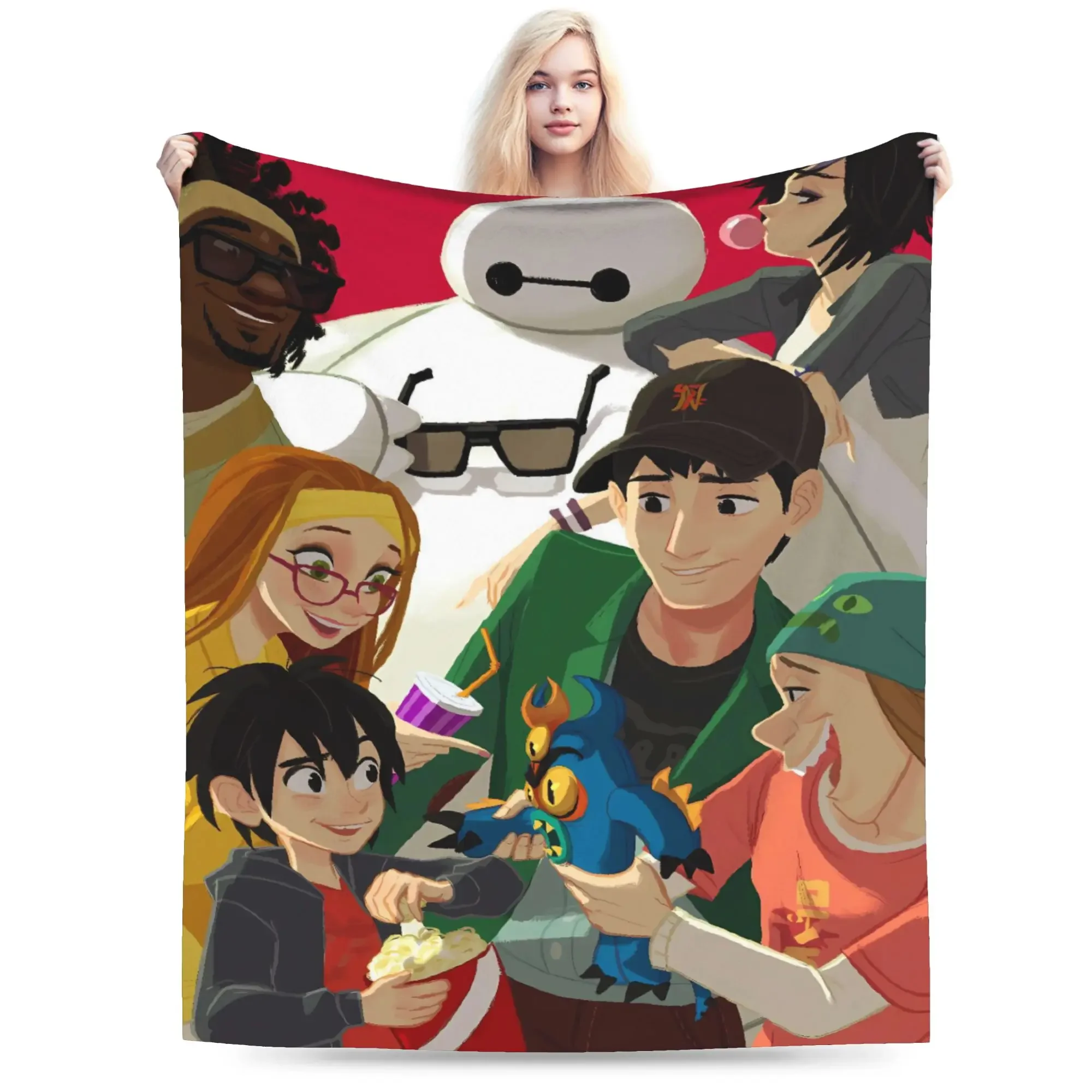 

Плюшевый плед Big Hero: теплый, мягкий, с графическим рисунком, для студентов, для дивана, кровати, домашнего декора, покрывало