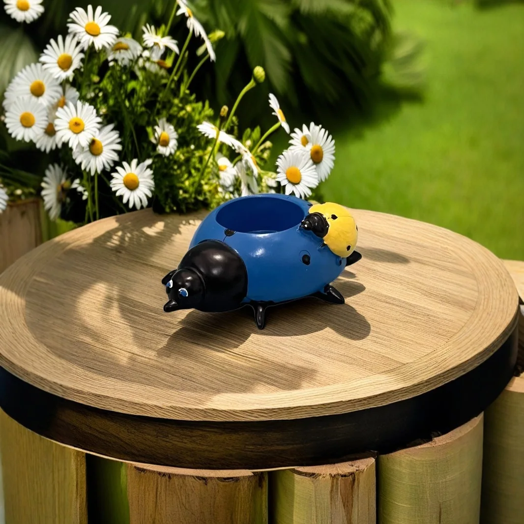 

Ladybug Flowerpot Resin Ornament - Home & Garden Decoration Cartoon Ladybug Succulent Pot Resin Craft Outdoor Accessory