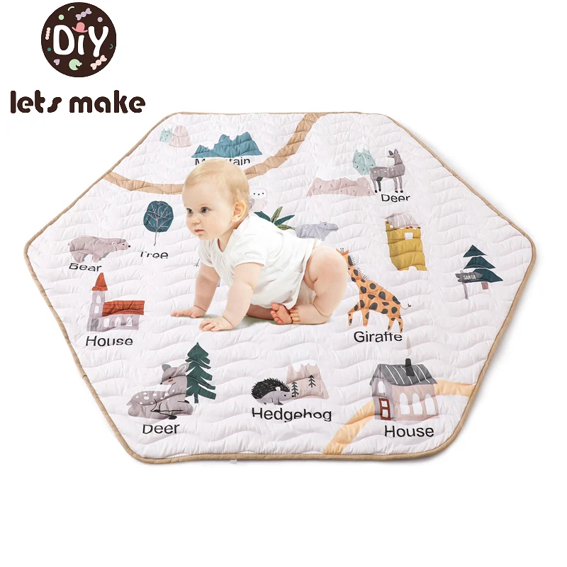 Double-sided Kids Round Soft Cotton Carpet Game Animal Printed Playmat Baby Play Mat Room Decor Foldable Child Crawling Mat Gift