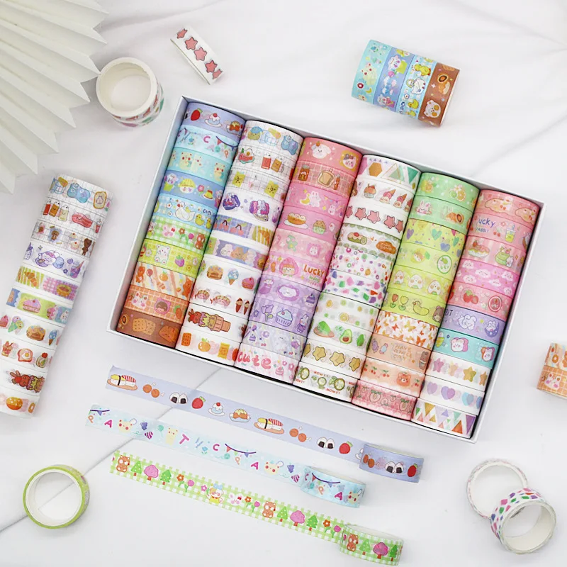 

60Roll Boxed Cartoon Washi Tape Decoration Koran Little Fresh Border Booklet Tape Sticker Set For Scrapbooking Journaling