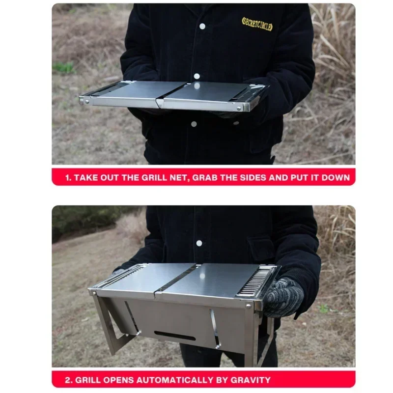 Stainless Steel Barbecue Stove Outdoor Charcoal Folding Barbecue Rack Household Small Folding Carbon Barbecue Skewer Stove bbq
