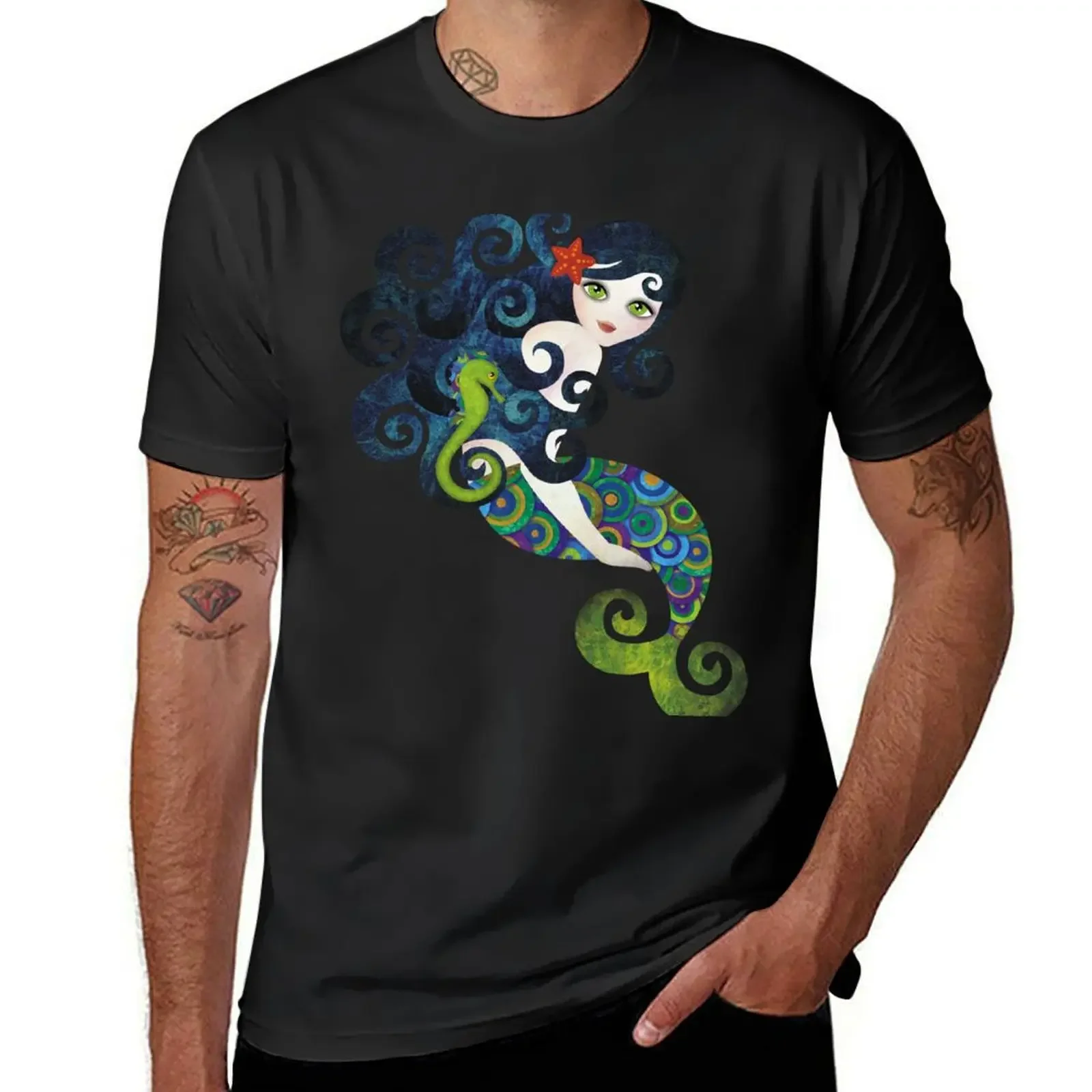 

Aquamarine Mermaid T-Shirt clothes plus size tops funny shirt cotton black t-shirts for men