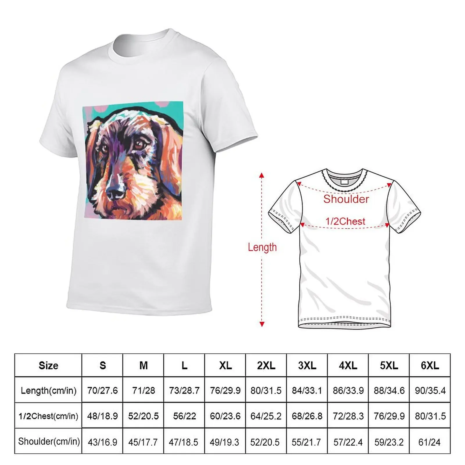 wire haired Dachshund Dog Bright colorful pop dog art T-Shirt croswit shirt man cute tops workout shirts for men
