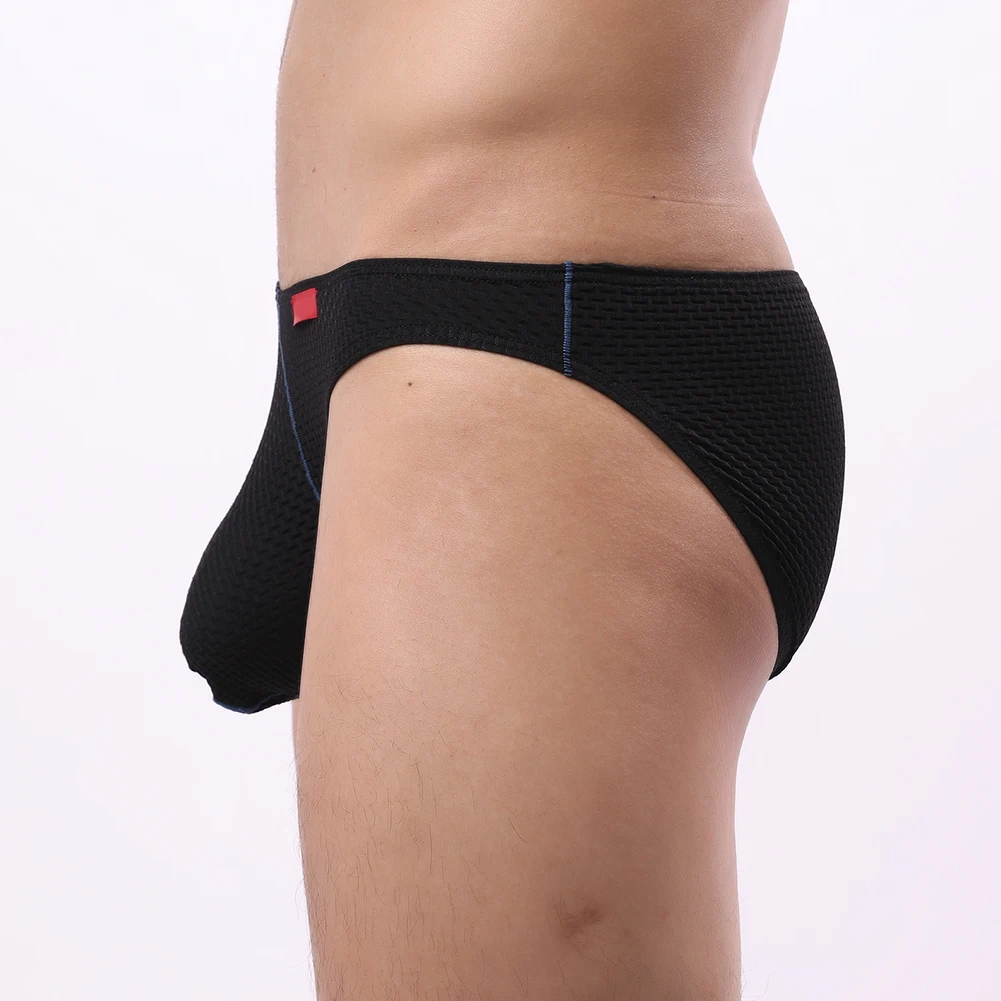 1pc Sexy Men\'s Low Waist Bulge Pouch Underwear Contrast Color Briefs Shorts Man Breathable Underpants Panties