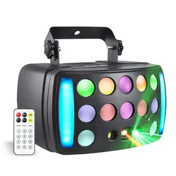 DJ Disco 4-in-1 Derby Beam Stage Light Red Green Laser Patterns Strobe Dynamic Marquee Effect Party Wedding Club Dance Lamp