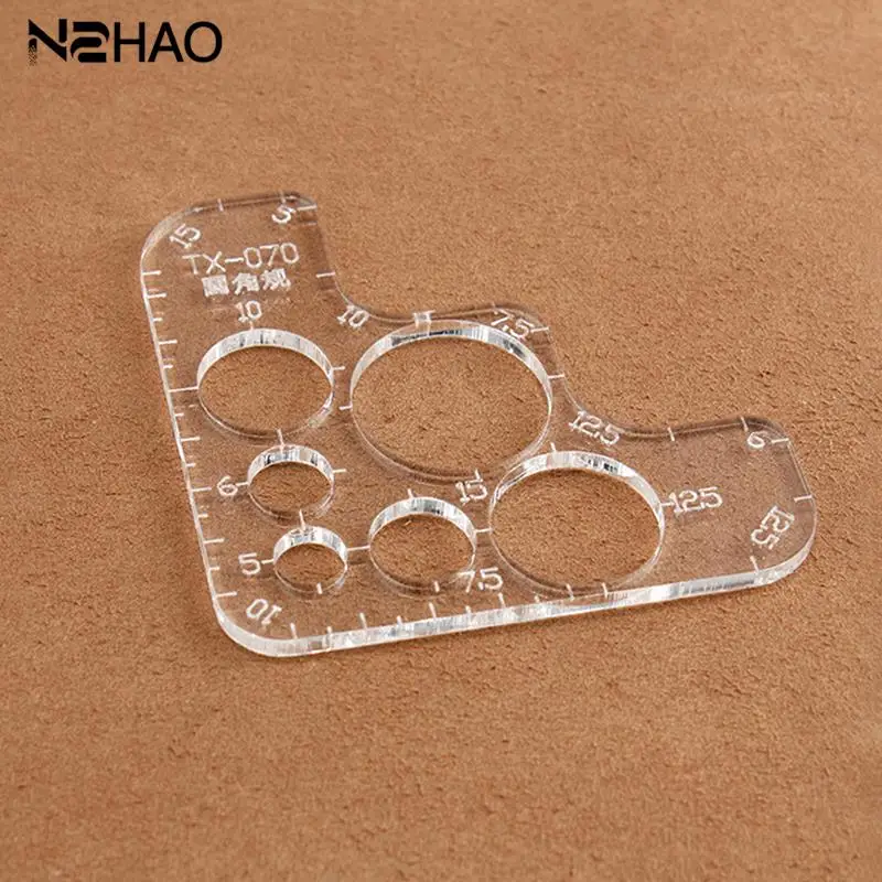 Clear Acrylic Fillet Gauge Pattern Drawing Ruler Regular Circular Angle Rounded Corner Sewing Measuring Ruler