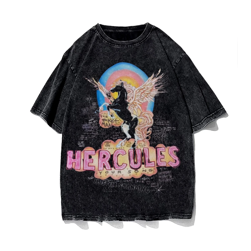 

Graphic Tees Hercules Pegasus Tee 100% Cotton, High - Quality Oversize Washed Tee. “Hercules” Pegasus, Y2K Mythic Style.