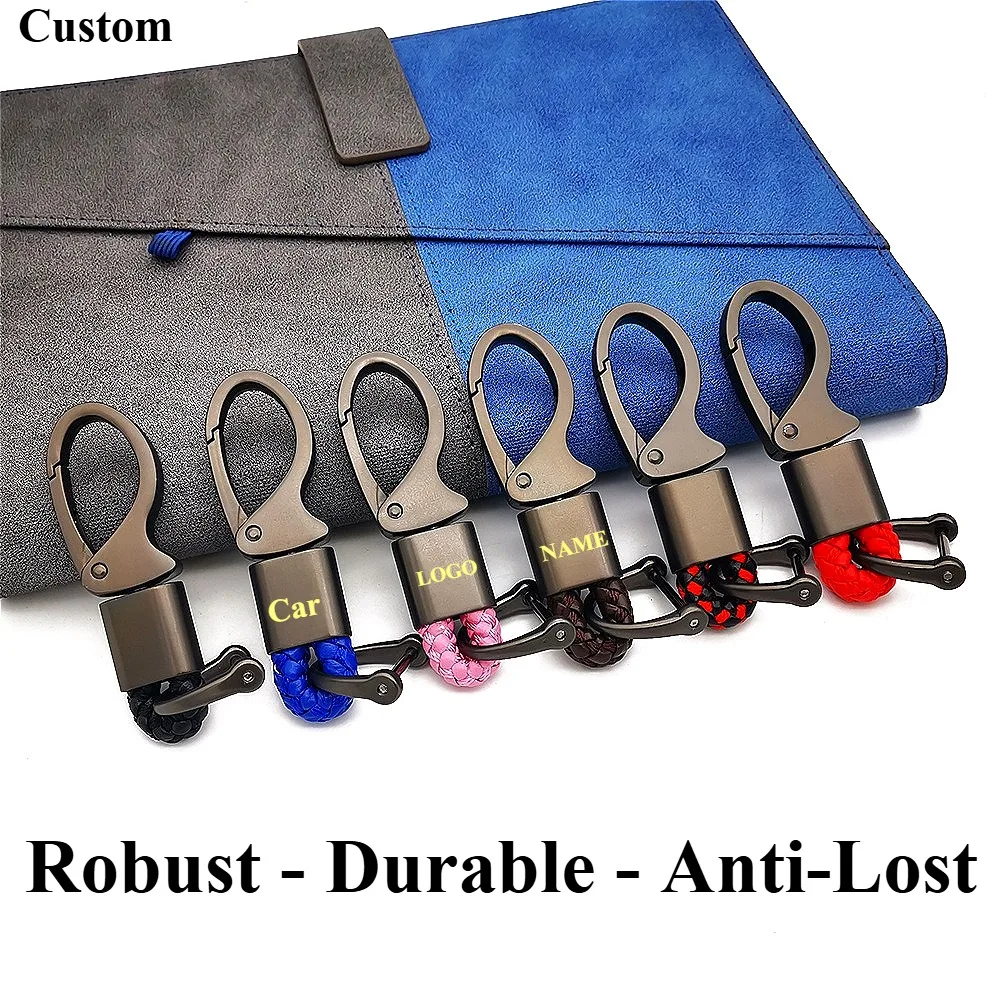 

Custom Keychain for Women Men Personalized Woven Rope Key Ring with Lucky Horseshoe Buckle Unique Boho Style Gift for Her or Him