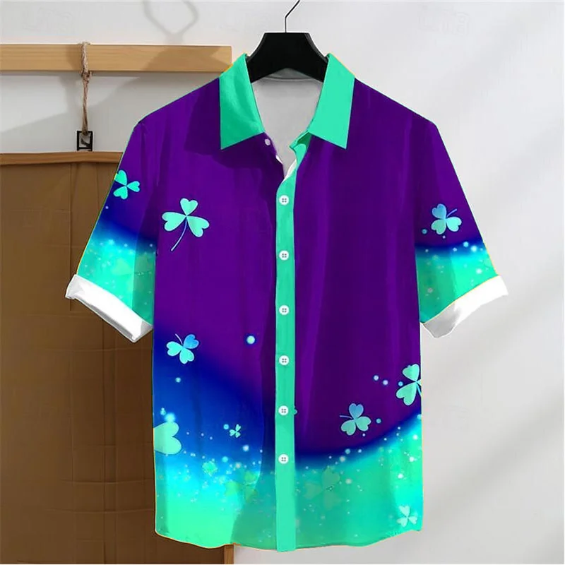 

Men's shirt summer Hawaiian shirt casual shirt beach shirt short sleeve clover j'b'se plant lapel Hawaiian holiday clothing appa