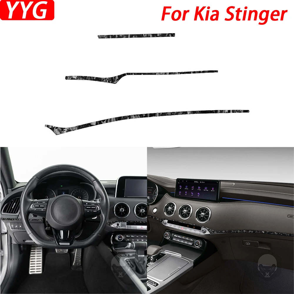 

For Kia Stinger 2019-2023 Forged Carbon Fiber Dashboard Panel Trim Strips Car Interior Decorative Retrofit Accessories Sticker