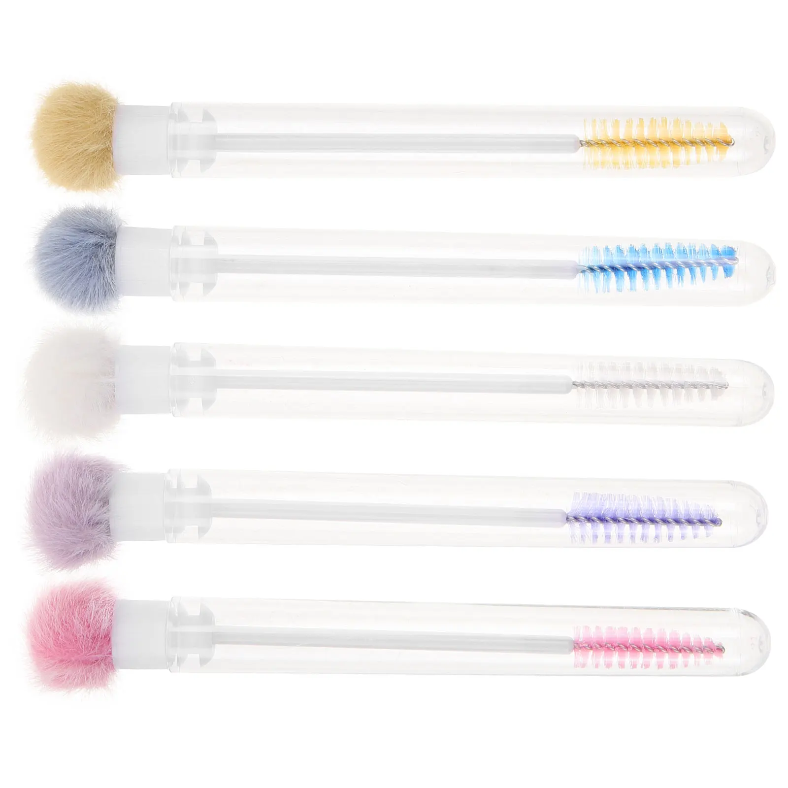 5pcs 속눈썹 브러쉬 메이크업 브러쉬 테스트 튜브 애플리케이터 휴대용 여성 눈썹 래쉬 마스카라 브러쉬 튜브 디자인 개별