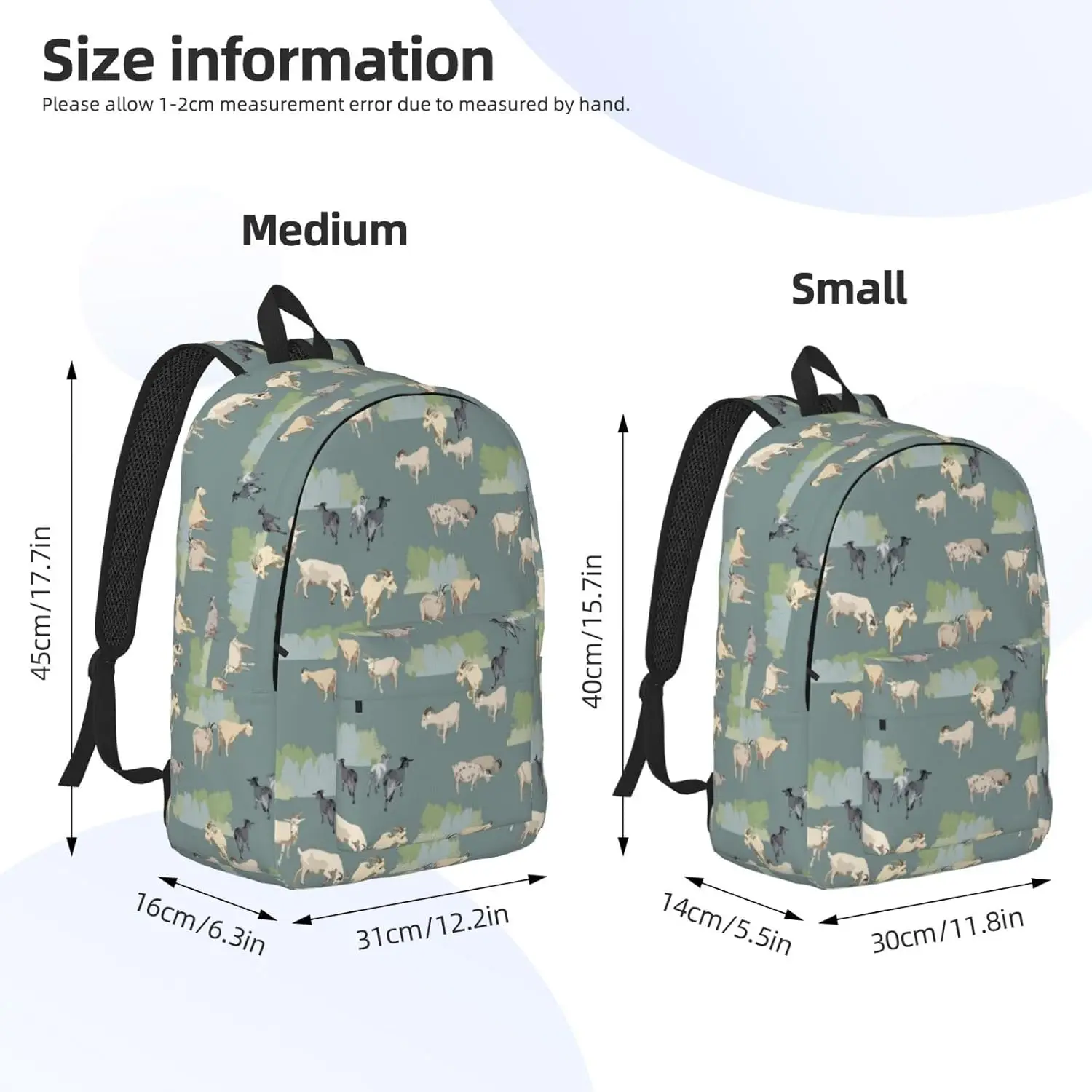 Mochila para computadora portátil de viaje - Mochila de lona para computadora verde cabra linda pintada con correas ajustables