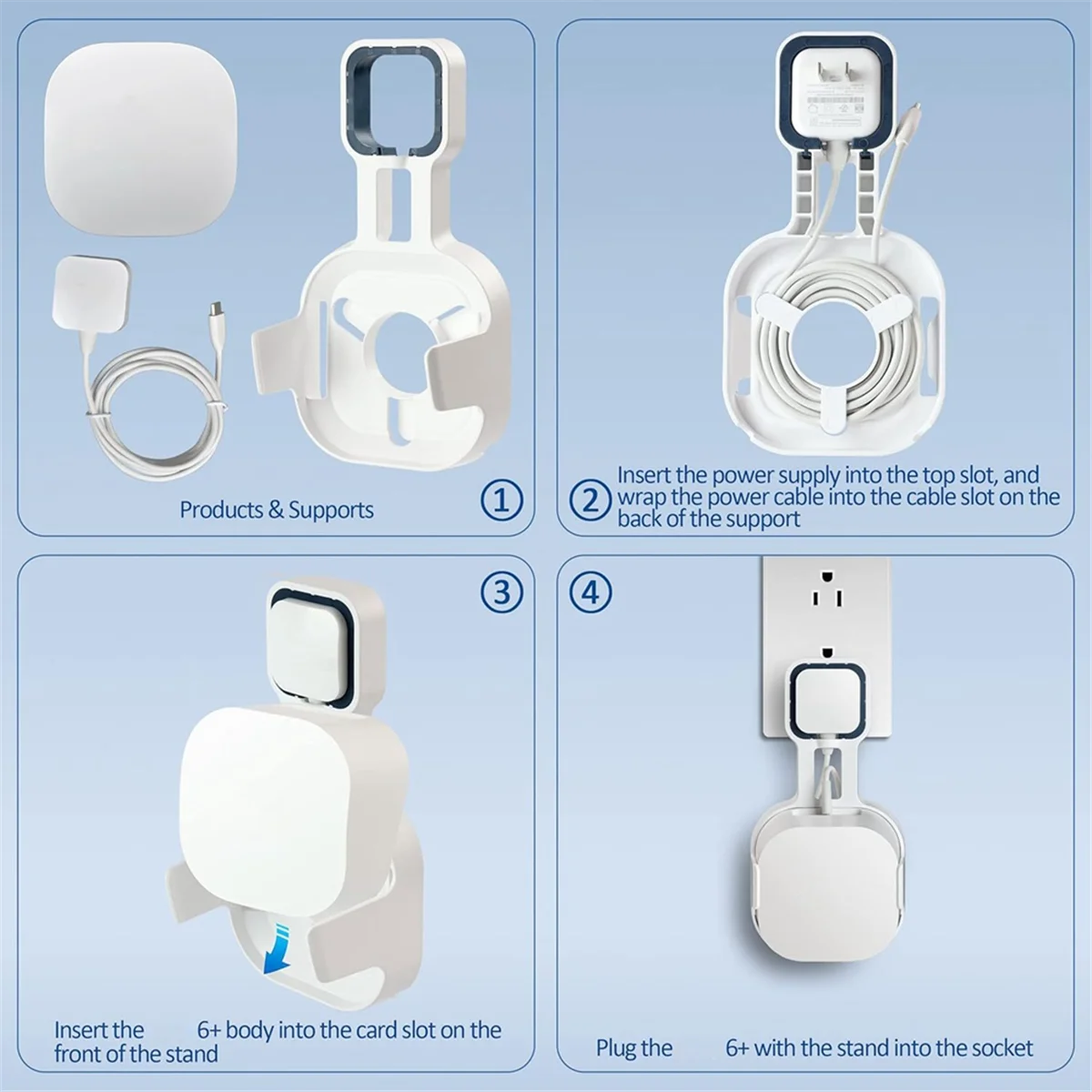 Wall Mount Bracket for Eero 6+ Dual-Band Mesh Wi-Fi 6+ Router, Sturdy Socket Bracket, Space Saving, Wire Management YDH