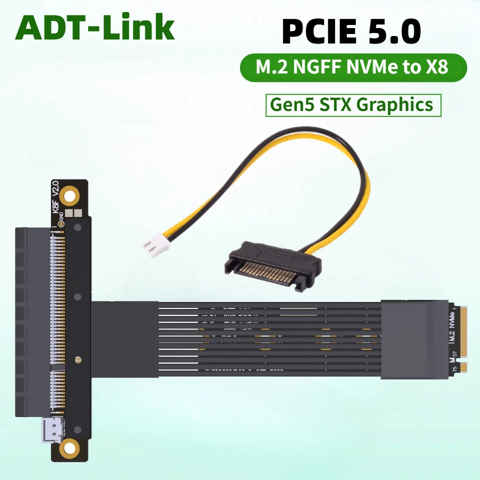 New K48 5.0 M.2 M-key NGFF NVMe To PCI Express 4.0 5.0 X8 Riser Extender SATA Cable For PCI-e 8x LAN RAID SSD Cards M2 Ultra SSD