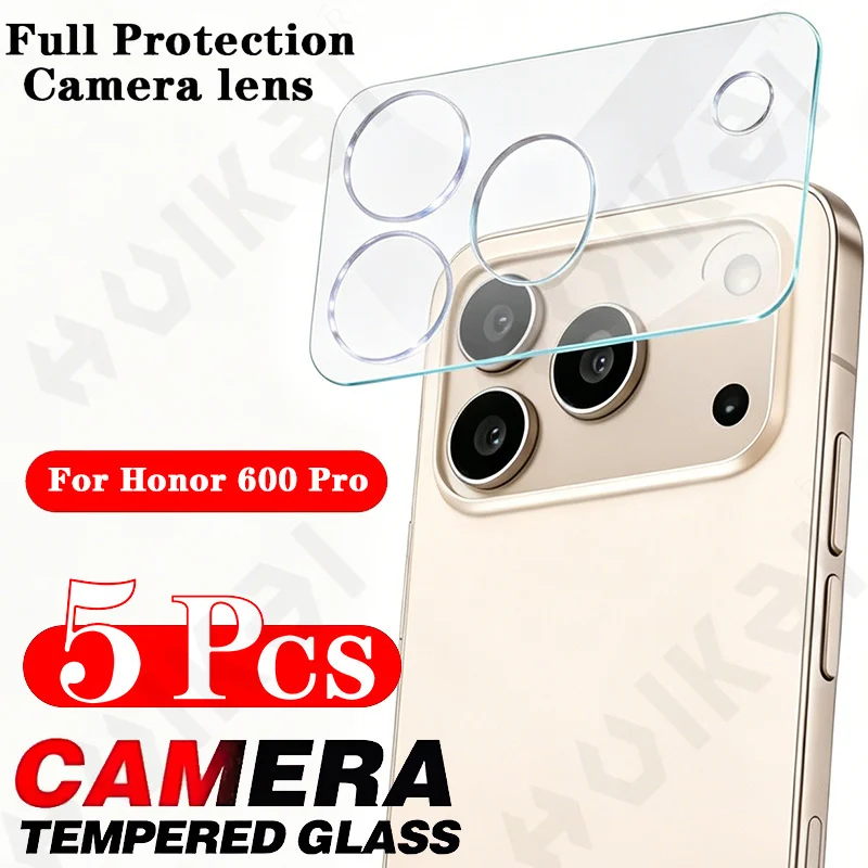

5 шт. Защитное стекло для объектива камеры Honor 600 Pro 600, полностью закрывающее металлическое кольцо для задней камеры, защитная пленка для объектива