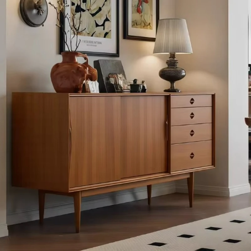 

Modern simple solid wood sideboard buffet cabinet with wall-mounted shelves for restaurant storage and finishing