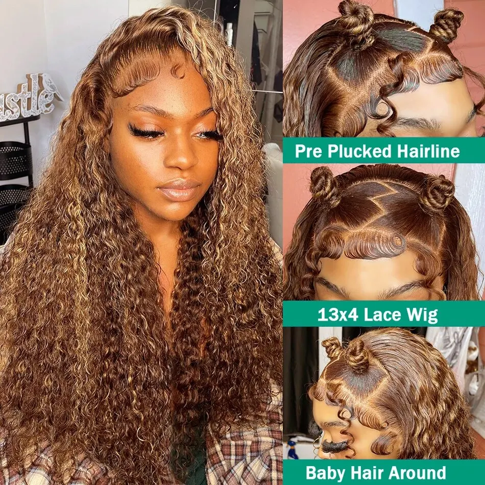 30 40 Inch Brazilian Curly Highlight 13x6 Hd Lace Frontal Wig 13x4 Lace Front Human Hair Wigs Deep Wave 4x4 5x5 Closure Lace Wig