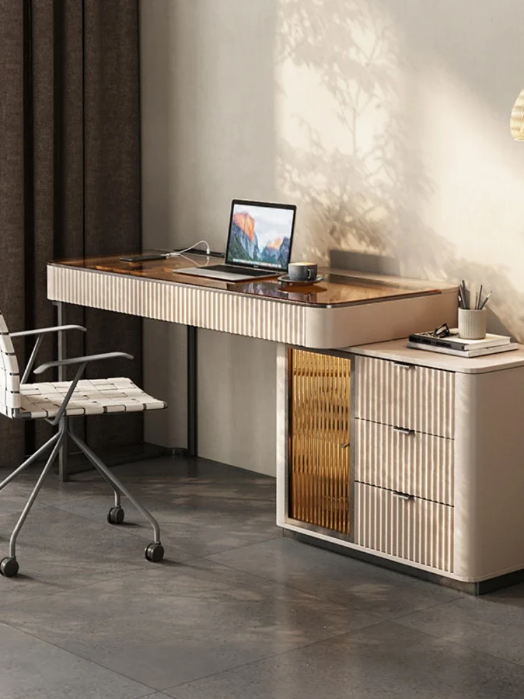 *Minimalism, high-end skin sensitive office chair, computer desk,modern simple and light luxury study, retractable desk, dresser