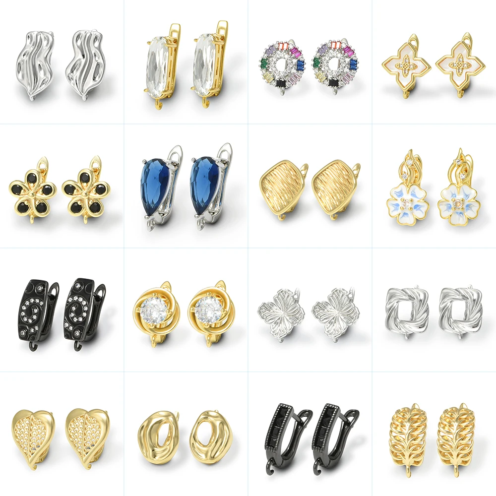 1 Pair 18K Gold Plated Brass Earring Hooks Clasps Anti-Fade DIY Women Jewelry Making Accessories