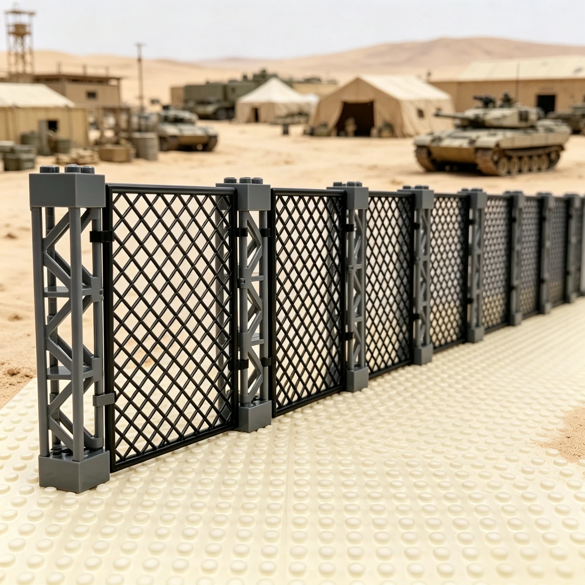 Small Particles MOC Building Blocks Military Accessories Parts Net Mesh DIY Assembling Bricks Fence Compatible 58827