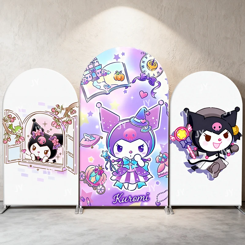 

Kuromi Fairy Tale Style Arch Backdrop Cover Magical Festive Scene For Kids Birthday Baby Shower Photo Booth Decor Background