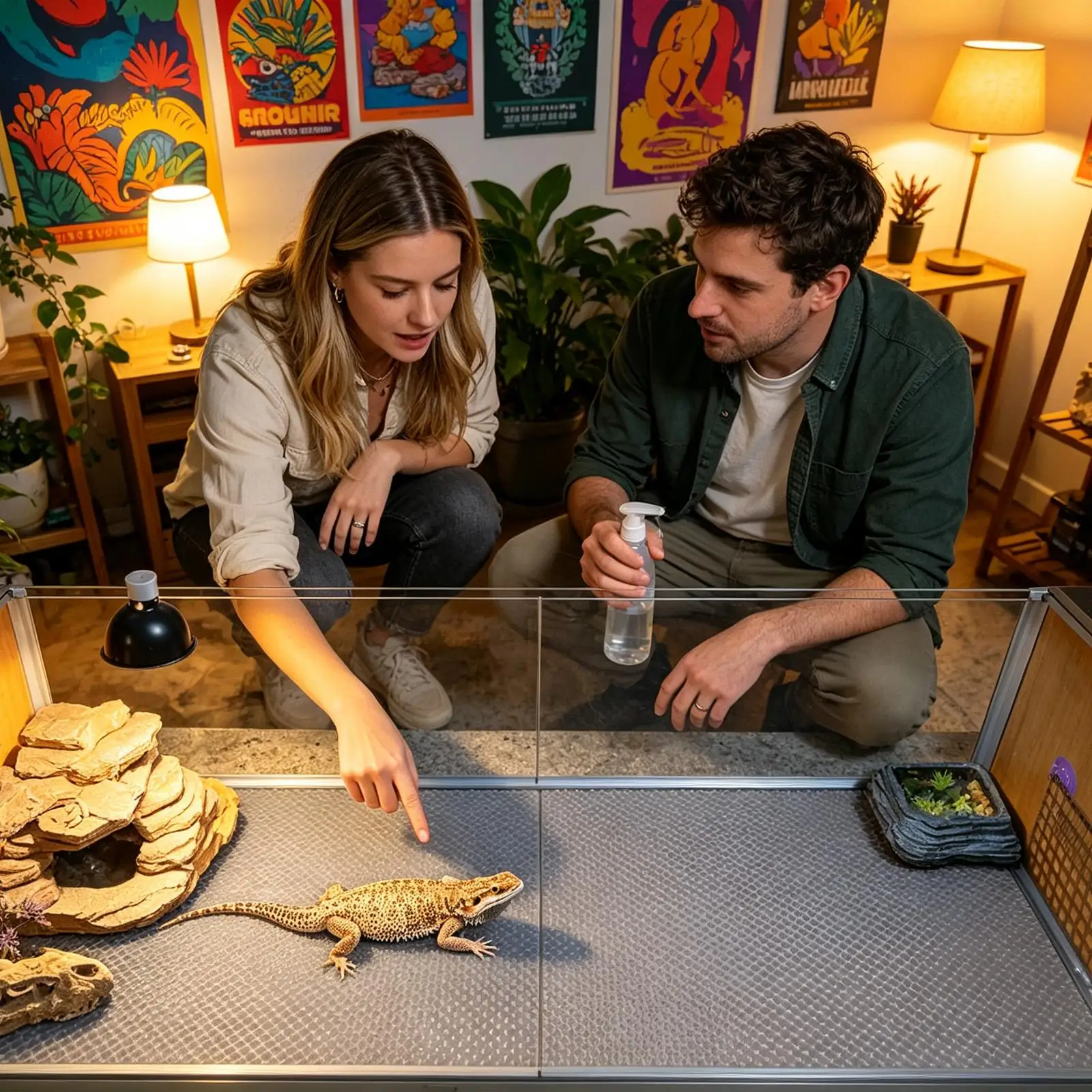 Bearded Dragon Mat 45x100cm Waterproof Cuttable Pet Enclosure Liner Reptile Tank Liner Enclosure Mat For Leopard Gecko Lizard